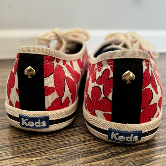 Keds KATE SPADE New York Canvas Lace-Up Sneakers Womens 8.5 White Red Butterfly - Picture 6 of 13